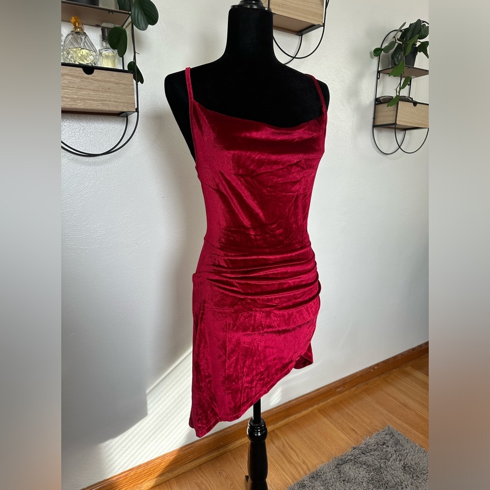 Red velvet dress